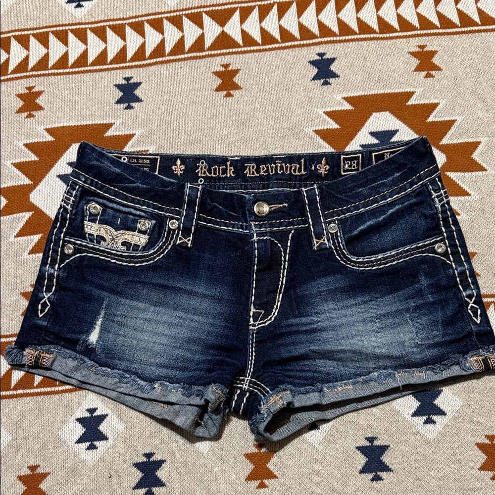Rock Revival Dark Blue Denim Jean Shorts
